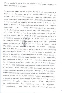 Ata de Instalação da Oitava e Nona Varas da Seção Judiciária do Paraná