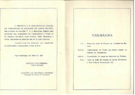 Convite para a cerimônia de transmissão de cargo da prefeitura de Campo Mourão em 1967