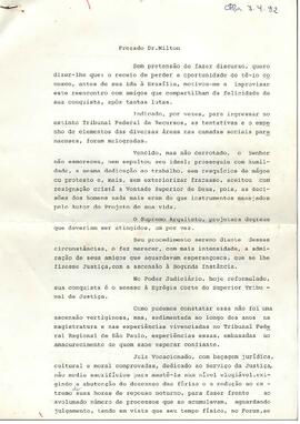 Compilado epistolar sobre o processo de indicação e aprovação de Milton Luiz Pereira ao cargo de ...